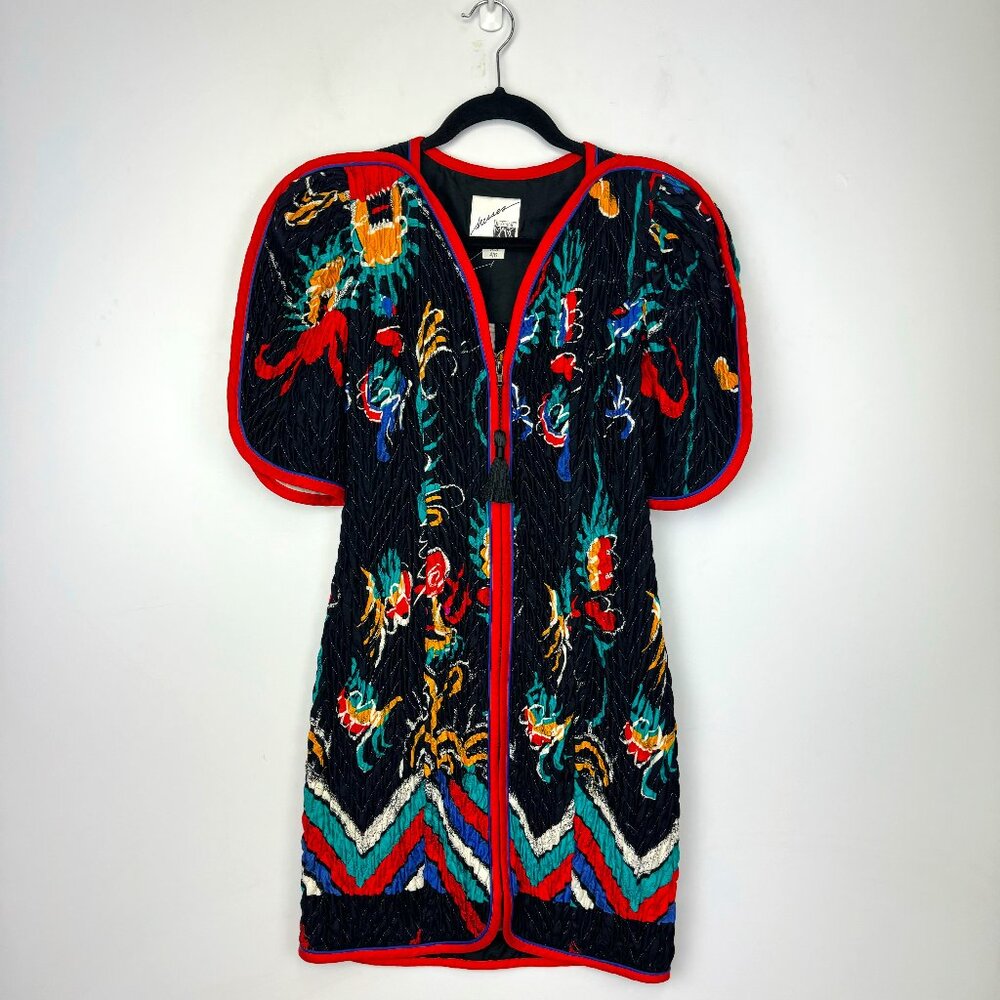 RARE Vintage Jeanne Marc Quilted Zip-Up Dress - Size 4/6